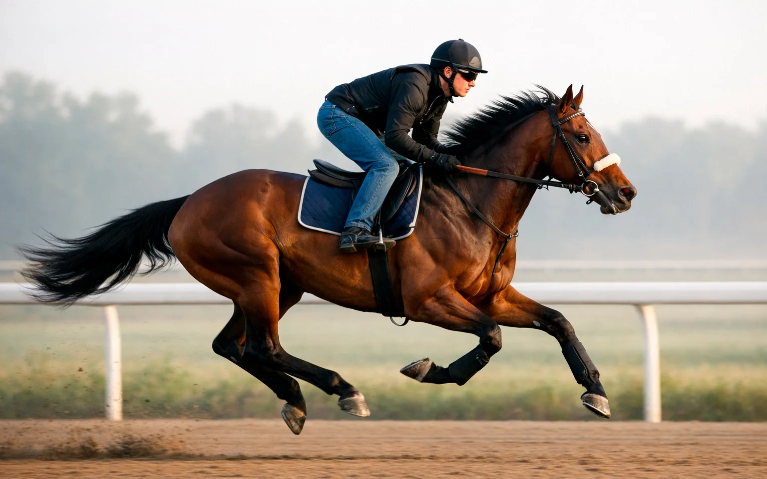 Rennpferd im Galopp zeigt die typische Bewegung