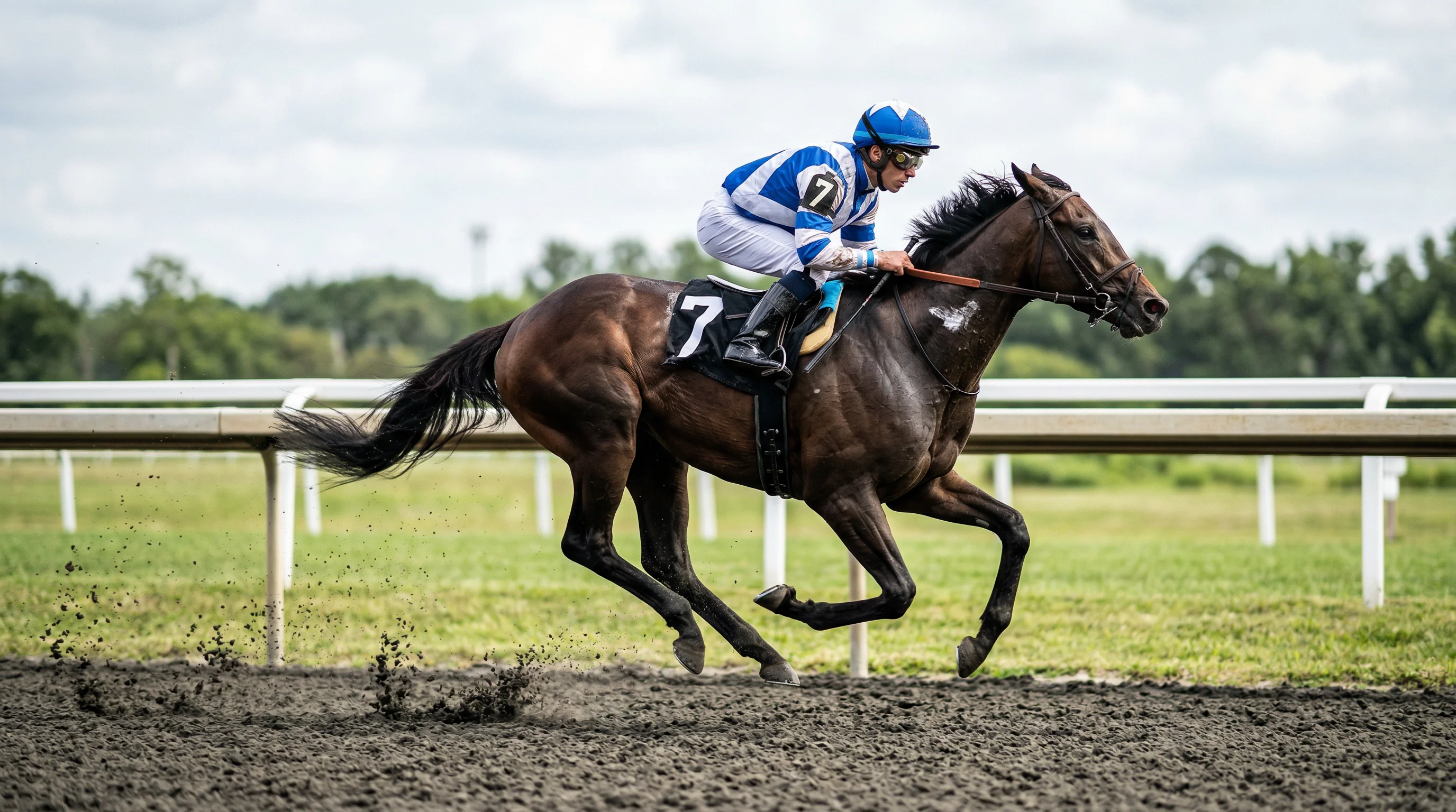 Pferdewetten für Anfänger – Jockey auf Rennpferd beim Galopp auf der Rennbahn