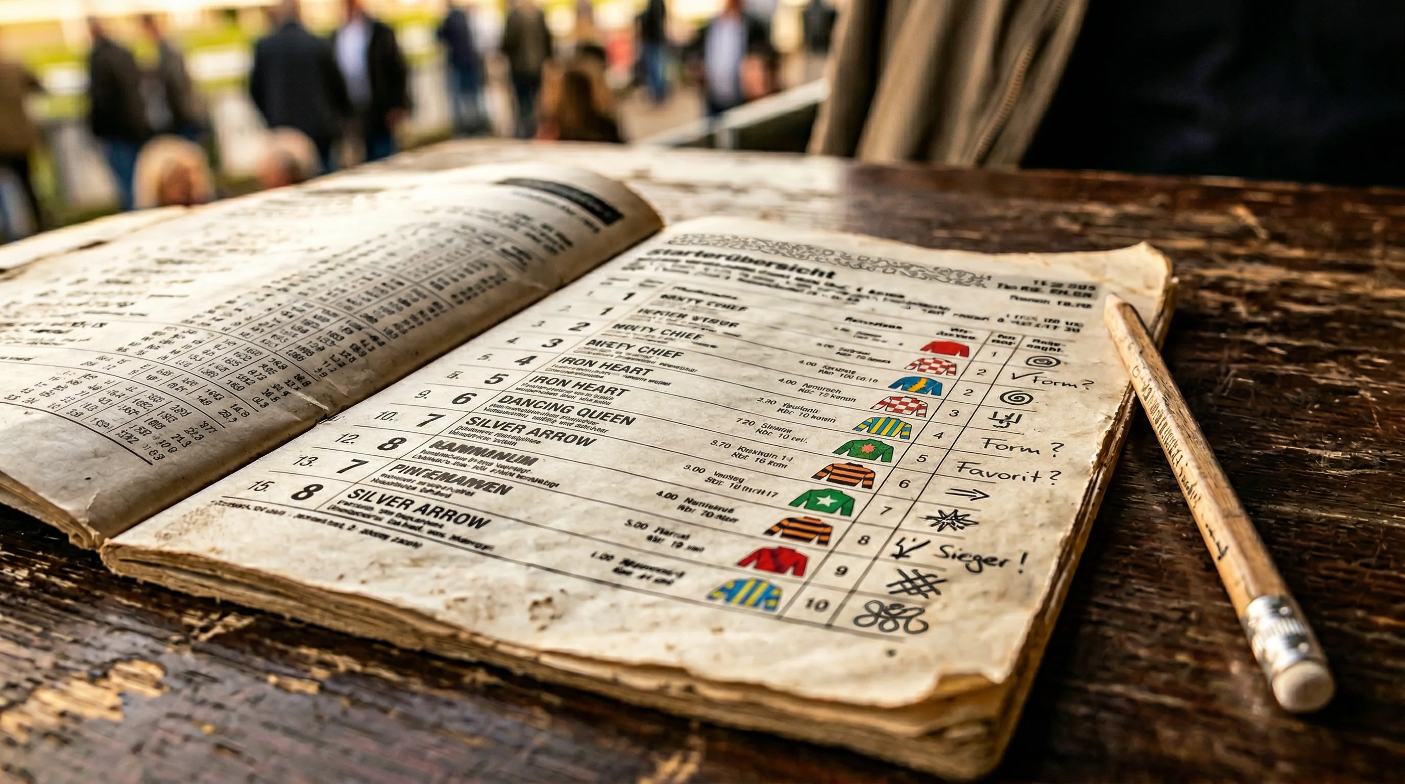 Pferdewetten Glossar – Aufgeschlagenes Rennprogramm mit Detailansicht der Starter und Quoten