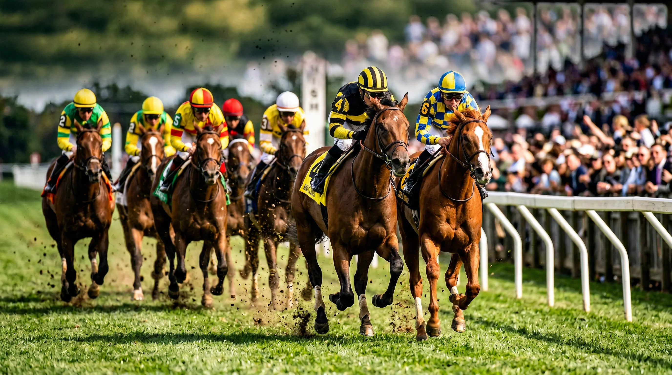 Pferdewetten-Wettarten – Pferdefeld im Galopp vor der Zielgeraden