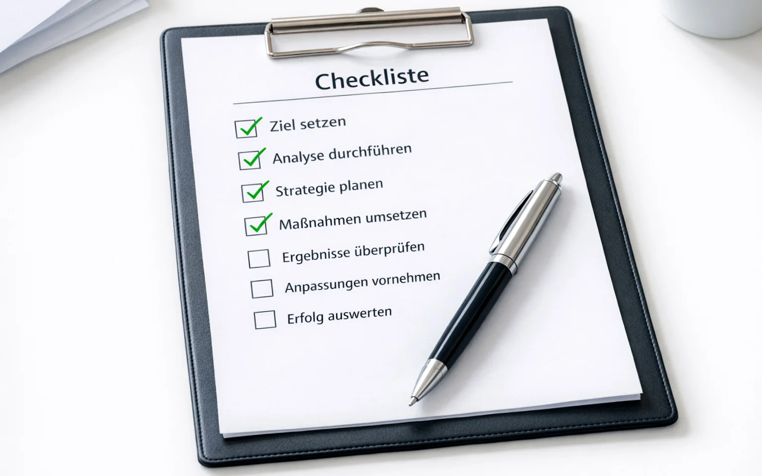 Checkliste mit grünen Häkchen für erfolgreiche Wettstrategien