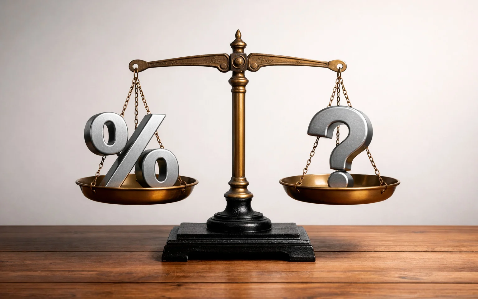 Waage mit Quoten-Symbol als Metapher für Value-Analyse